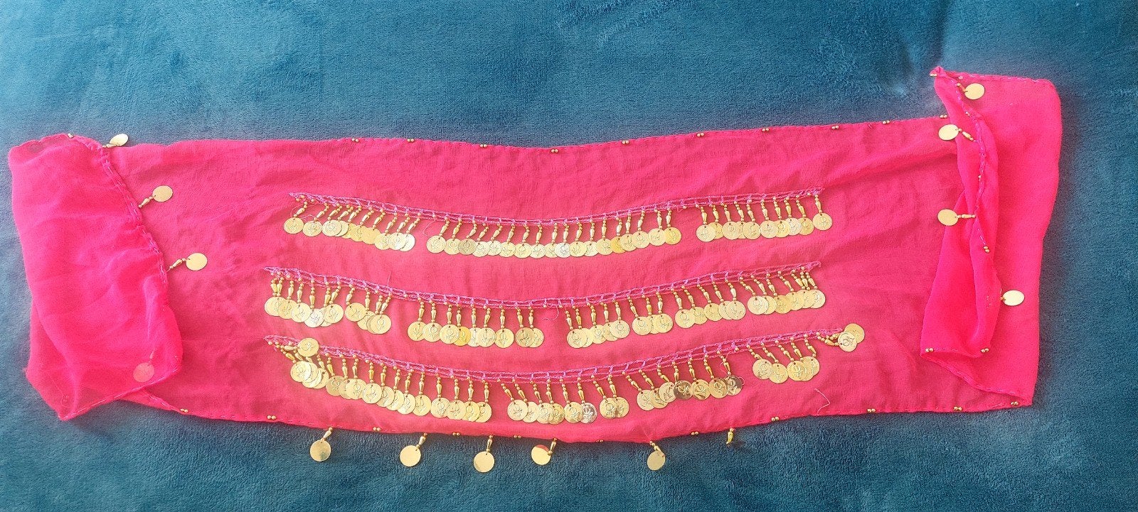 Roze buikdans sjaal met gouden muntjes, Ophalen of Verzenden, Nieuw
