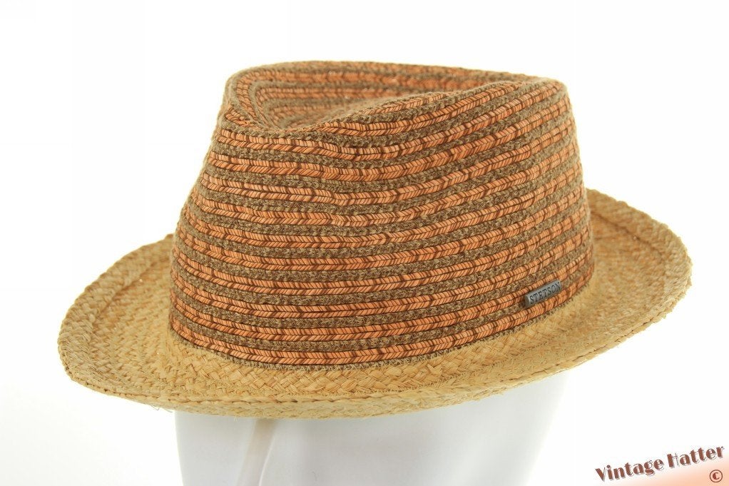 Trilby hoed Stetson viscose-katoen roze beige raffia 56 & 59, Kleding | Heren, Stetson, Hoed, Nieuw, Ophalen of Verzenden