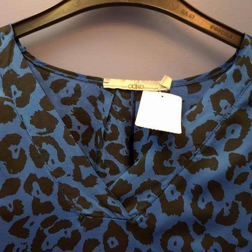 Aaiko blouse / top kobalt blauw / zwart luipaard mt L 39353, Aaiko, ., Maat 42/44 (L), Ophalen of Verzenden