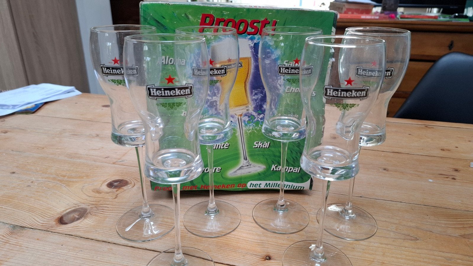 Set van 6 Heineken Millennium glazen, Ophalen of Verzenden, Zo goed als nieuw, Glas, Overige merken