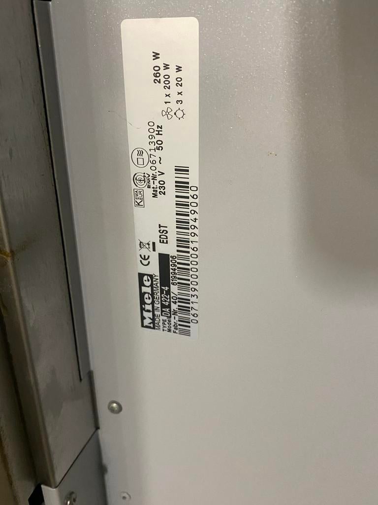 Miele afzuigkap DA 422-4, Ophalen, Gebruikt, Minder dan 200 m³ per uur, Overige typen