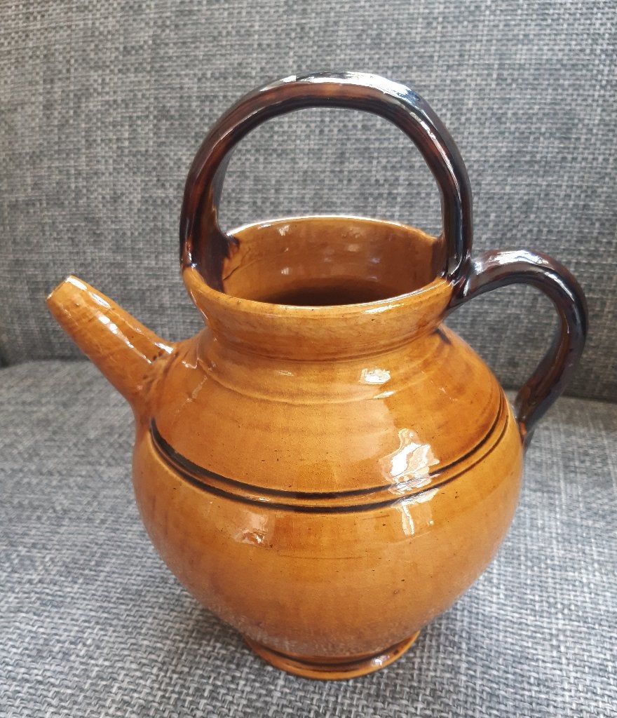 Gargoulette, kan waterkan wijnkan geglazuurd okergeel/oranje, Antiek en Kunst, Ophalen of Verzenden