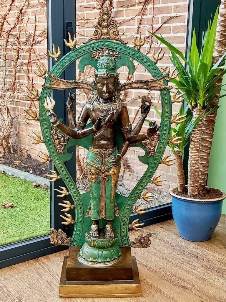 TOPSTUK SHIVA BEELD INDONESIË 113 CM!, Ophalen, Handgemaakt, Brons, 1 meter - 2 meter