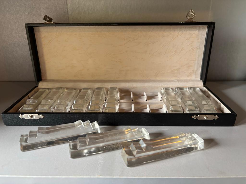 Vintage Glazen Bestekleggers in Doos - Art Deco Stijl, Ophalen of Verzenden