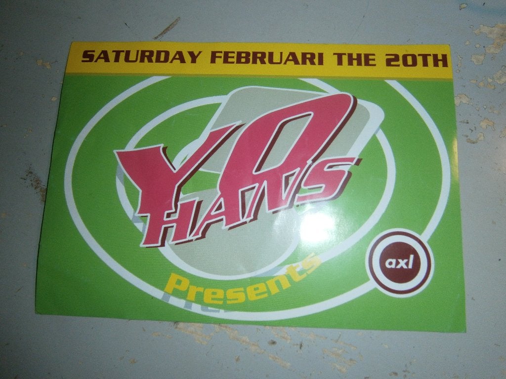 YO HANS presents AXL Utrecht – Zaterdag 20 Febr. 1999. Flyer, Verzamelen, Ophalen, Gebruikt, A4 of kleiner, Rechthoekig Liggend