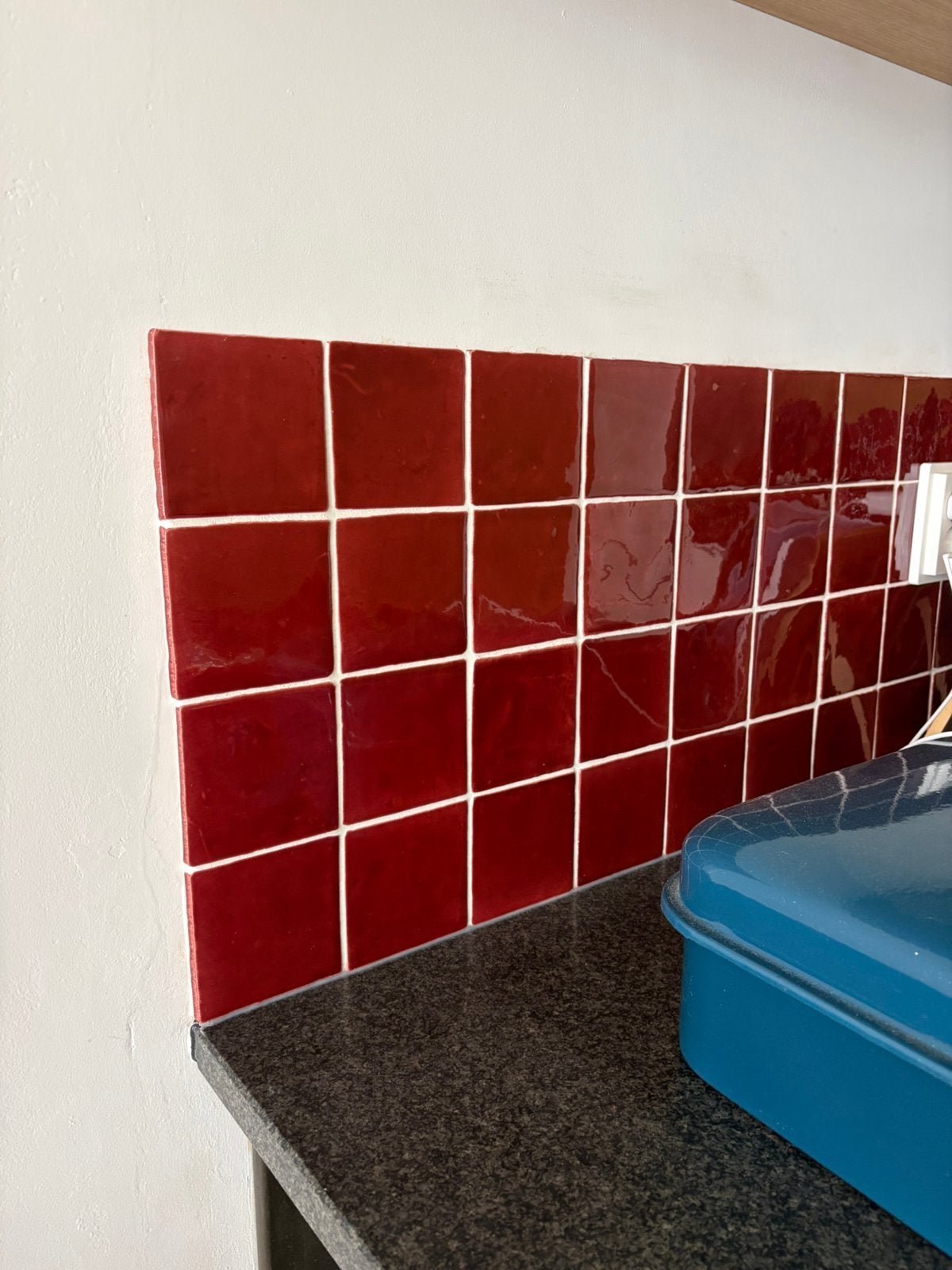 8 stuks Azulejos Frambuesa bordeaux rood 10x10 designtegels, Doe-het-zelf en Verbouw, Tegels, Ophalen, Minder dan 5 m², Wandtegels