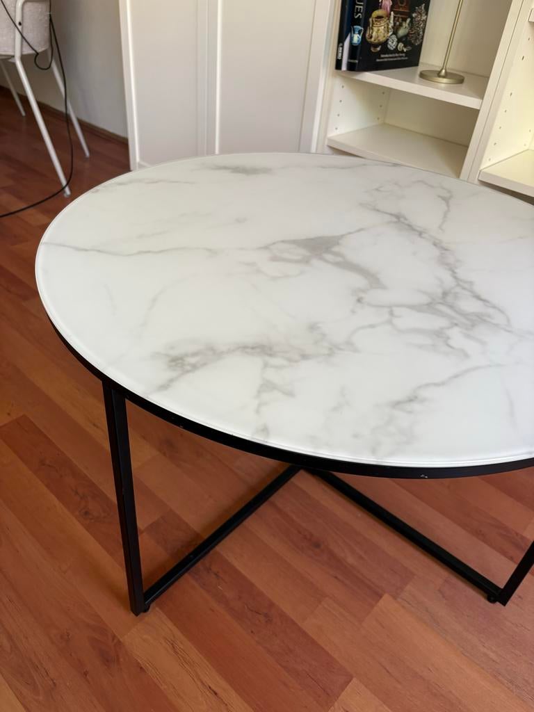 Westwing salontafel marmerlook, zwart metalen onderstel, Huis en Inrichting, Tafels | Salontafels, Ophalen, Zo goed als nieuw