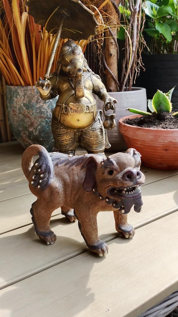 Chinese Shiwan aardewerk Foo dog tempel bewaker, Ophalen of Verzenden