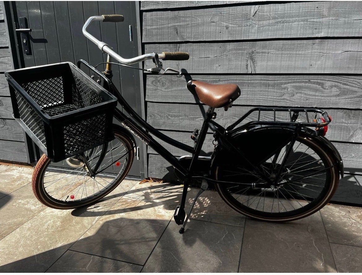 Popal Daily Dutch Basic  Zwart met Mand 24 inch, Fietsen en Brommers, Terugtraprem, Gebruikt, Versnellingen, Minder dan 47 cm