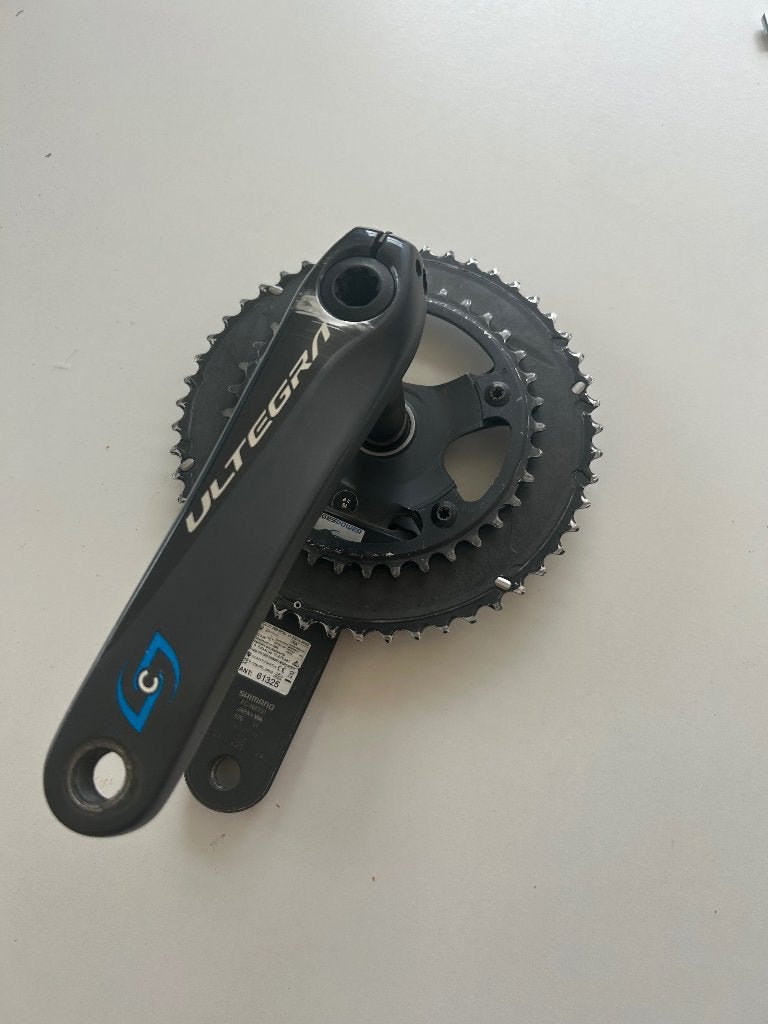 Crankstel dubbelzijdig vermogenmeter, Fietsen en Brommers, Fietsonderdelen, Gebruikt, Racefiets, Aluminium, Shimano
