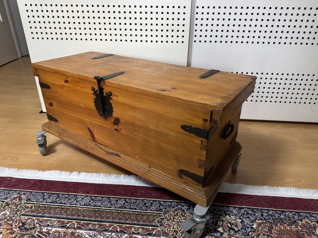 vintage Opbergkist ruw mangohout (94x39x35)cm ...dekenkist, Minder dan 50 cm, Gebruikt, 50 tot 100 cm, Ophalen of Verzenden