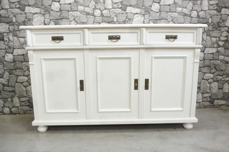 Dressoir van grenen hout wit landelijk, Huis en Inrichting, Kasten | Ladekasten, 100 tot 150 cm, Ophalen of Verzenden, 3 of 4 laden