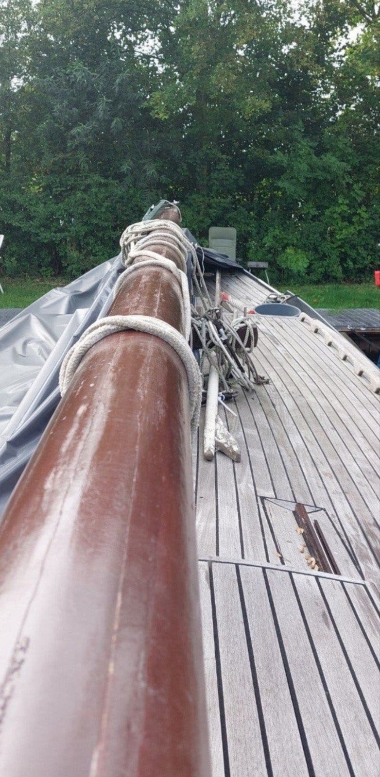 Verstaging en divers rondhout van platbodem / zeeschouw, Watersport en Boten, Ophalen of Verzenden, Gebruikt