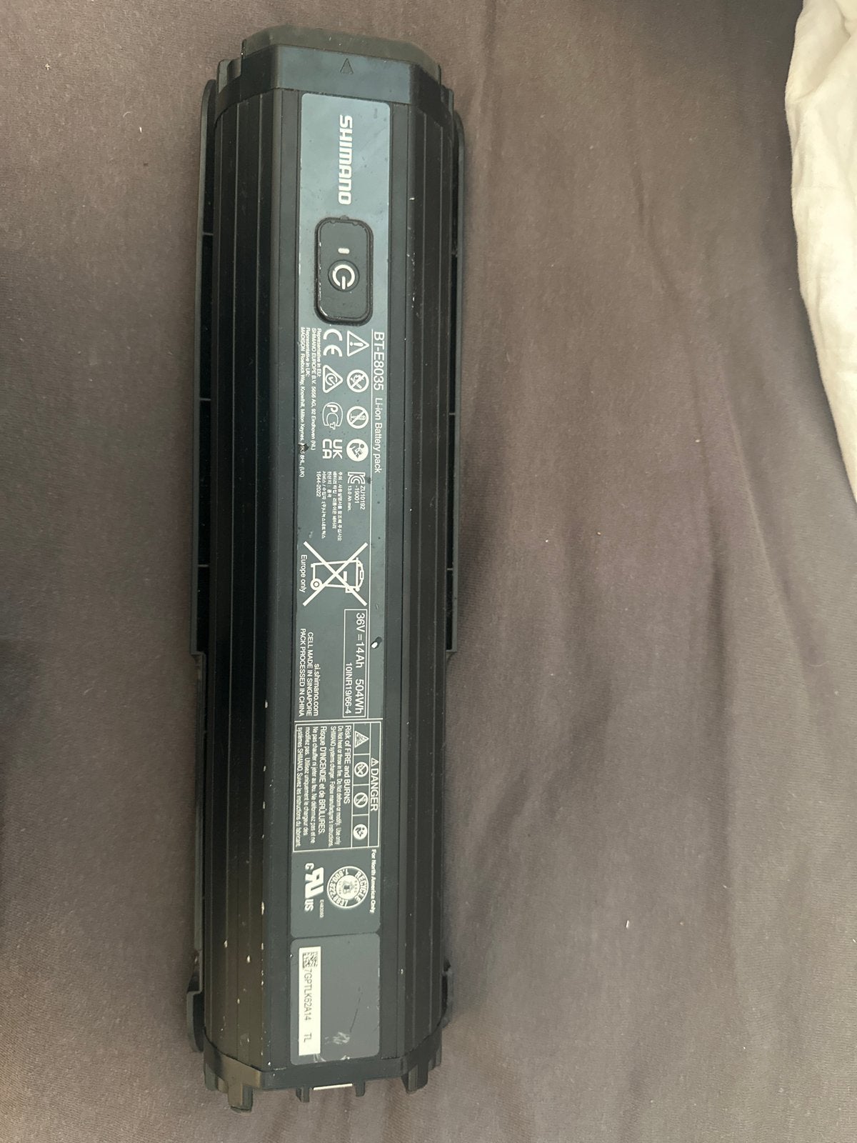 Shimano BT-E8035 Li-ion Accu voor E-bike 36V 14Ah, Ophalen, Gebruikt