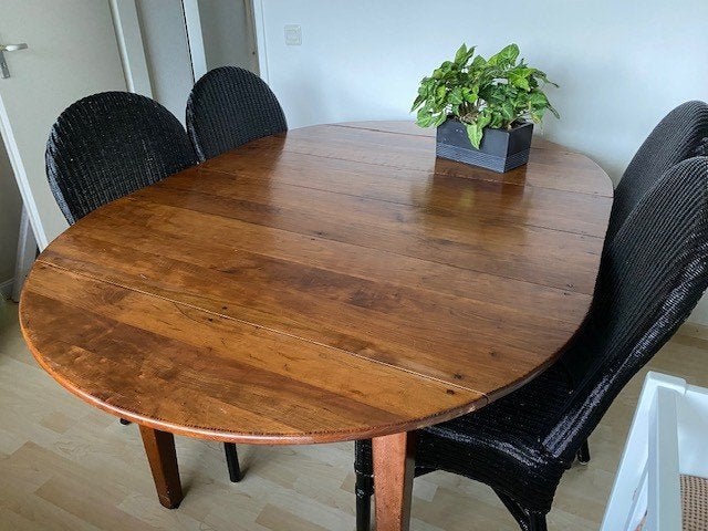 Kersenhouten uitschuifbare tafel (rond en ovaal) goede staat, Huis en Inrichting, Tafels | Eettafels, Gebruikt, 100 tot 150 cm