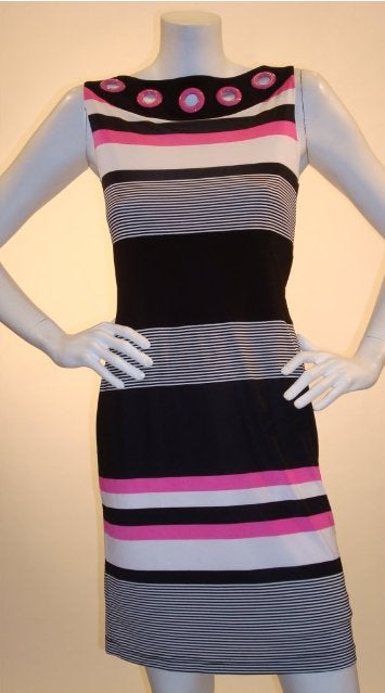 Joseph Ribkoff vlot gestreepte stretch jurk mt 42, Kleding | Dames, Overige kleuren, Verzenden, ., Maat 42/44 (L)