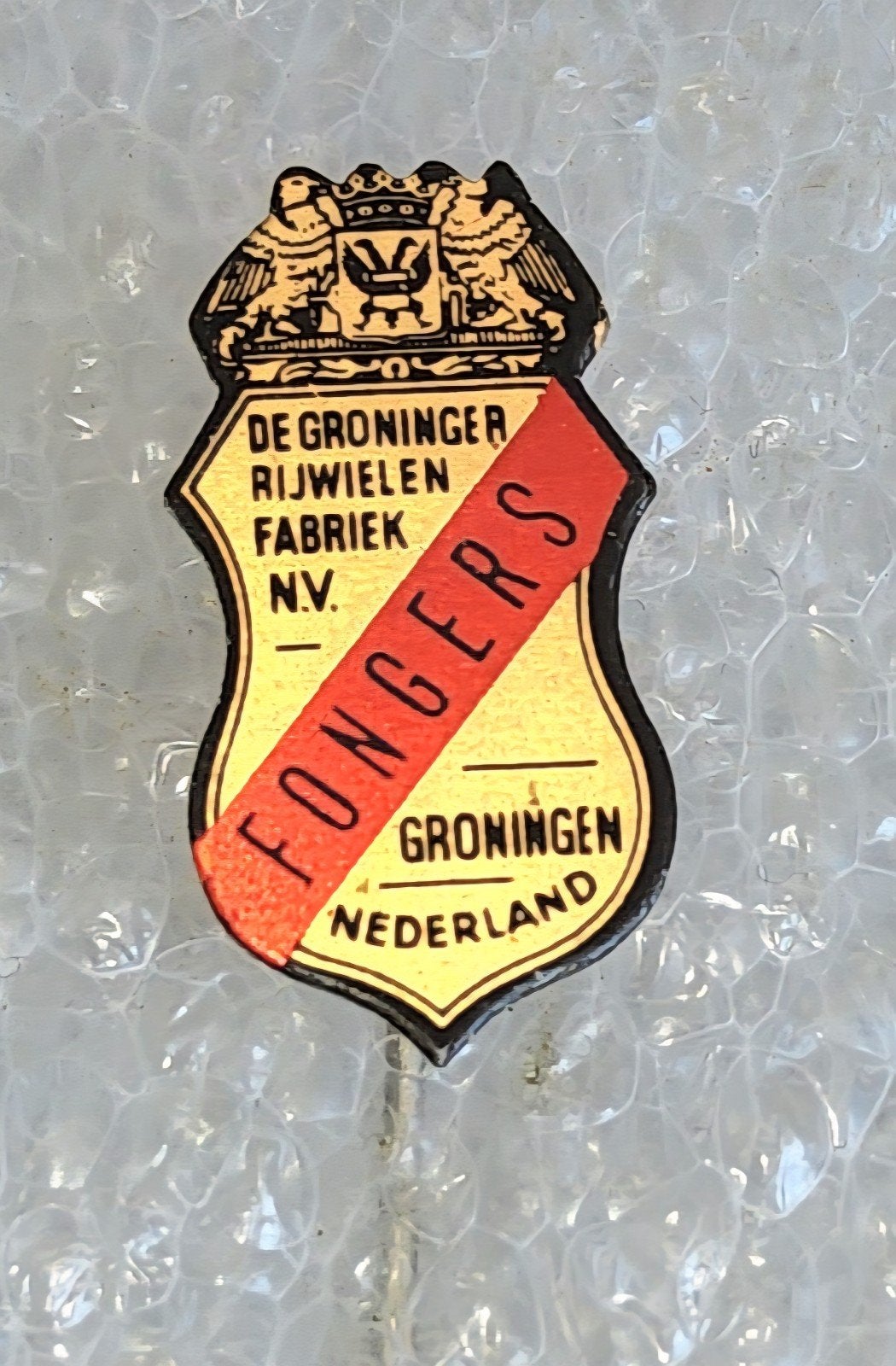 Vintage Fongers Rijwielen Fabriek Groningen Speldje, Ophalen of Verzenden, Gebruikt, Merk, Speldje of Pin