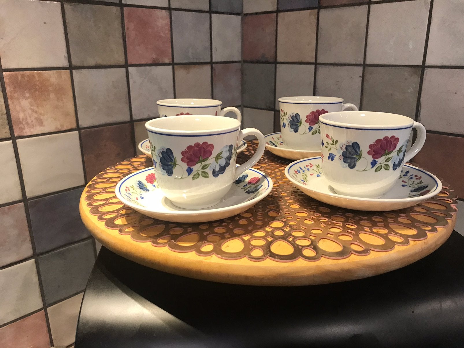 Wood & Son’s,vintage 4 kop en schotels,England, Ophalen of Verzenden