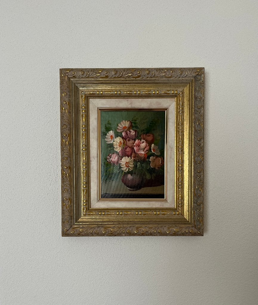 Leuk bloemenschilderijtje in een mooie lijst., Antiek en Kunst, Kunst | Schilderijen | Klassiek, Ophalen of Verzenden