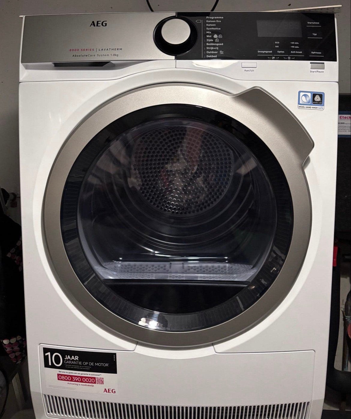 AEG 8000 Serie Lavatherm AbsoluteCare System 1-9kg droger, Ophalen, Wolprogramma, Gebruikt, 8 tot 10 kg