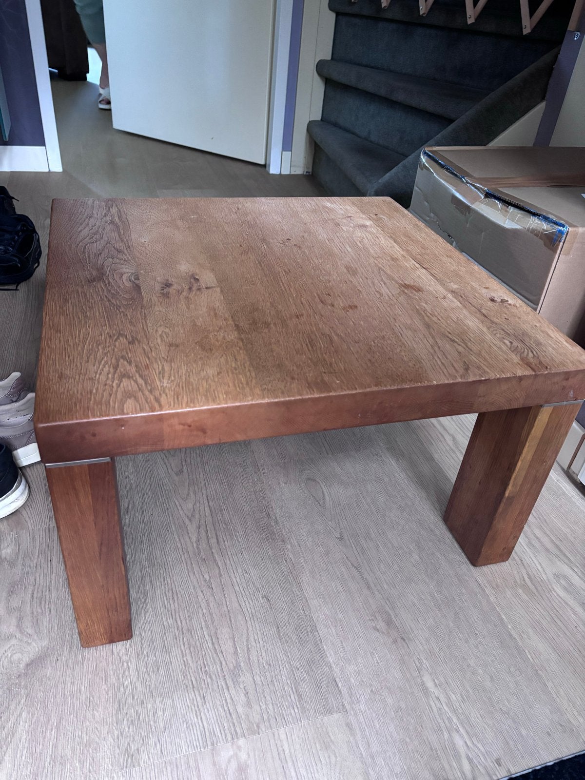 Set van 2 bijzettafels - Geolied eiken - 60x60x35 cm, Ophalen, Minder dan 45 cm, Gebruikt, Vierkant