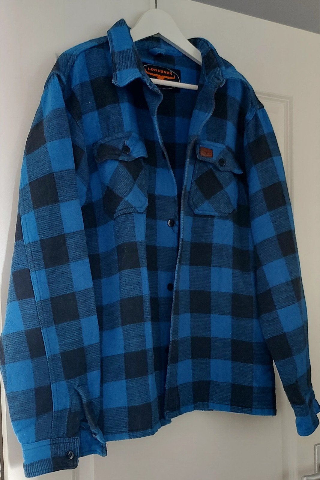 Longhorn geruit flanellen overhemd - Blauw/Zwart. XL., Blauw, Ophalen of Verzenden, Zo goed als nieuw, Longhorn