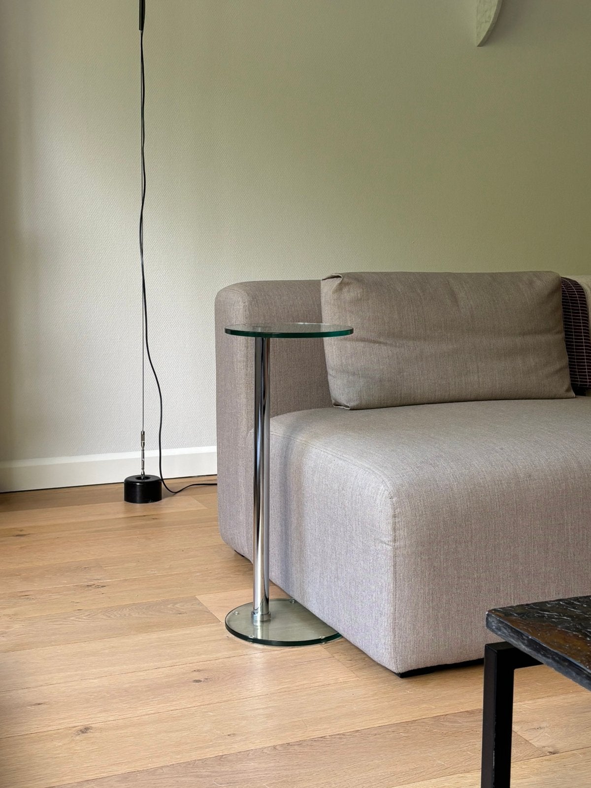 Dutch Originals Gispen Classics 720 Bijzettafel glas chrome, Minder dan 55 cm, Gebruikt, Rond, Glas
