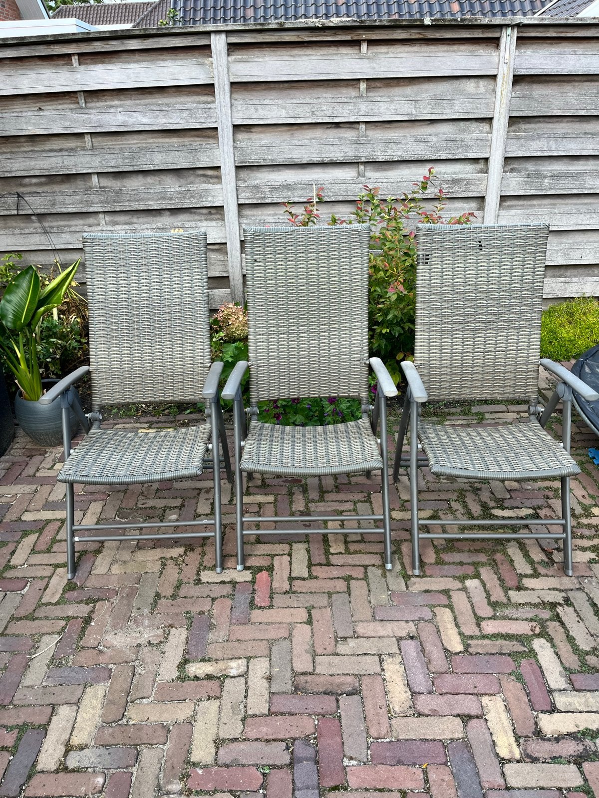 3x Tuinstoelen - Inklapbaar, Tuin en Terras, Ophalen, Gebruikt, Wicker, Inklapbaar