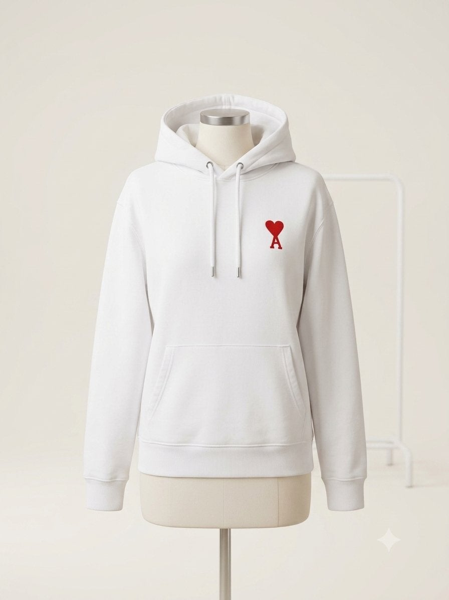 Ami Paris Hoodie Heren - Wit met Rood Hart Logo, Ophalen of Verzenden, Zo goed als nieuw