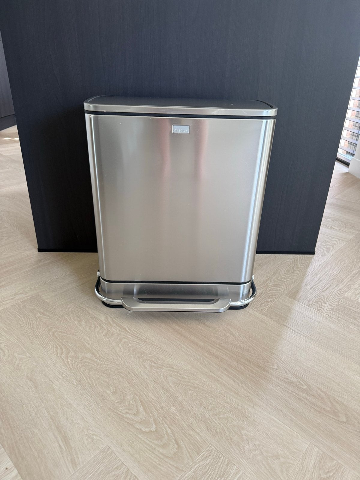 Strakke rvs Simplehuman prullenbak, Ophalen, Gebruikt, Rvs, Met pedaal