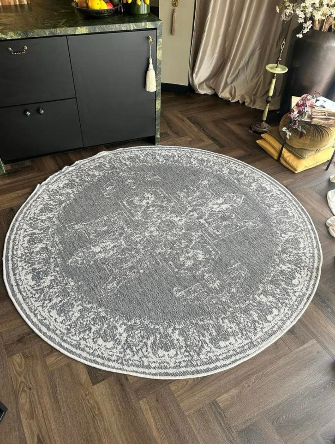 Rond vintage-look vloerkleed Indoor & Outdoor, Ophalen, Zo goed als nieuw, Rond, 200 cm of meer