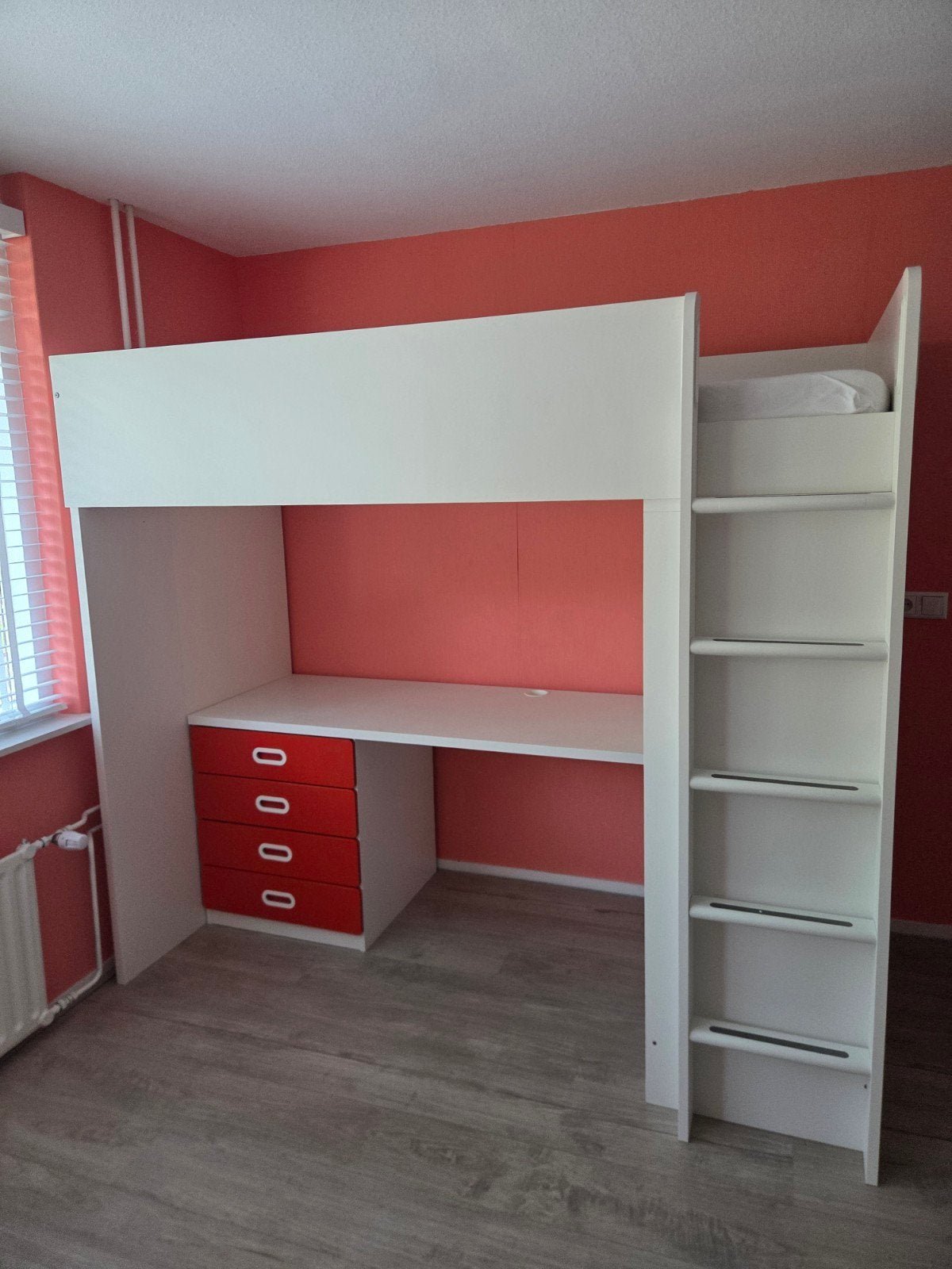 Smastad Ikea hoogslaper met bureau en opbergruimte, Ophalen, Eenpersoons, Zo goed als nieuw, 200 cm