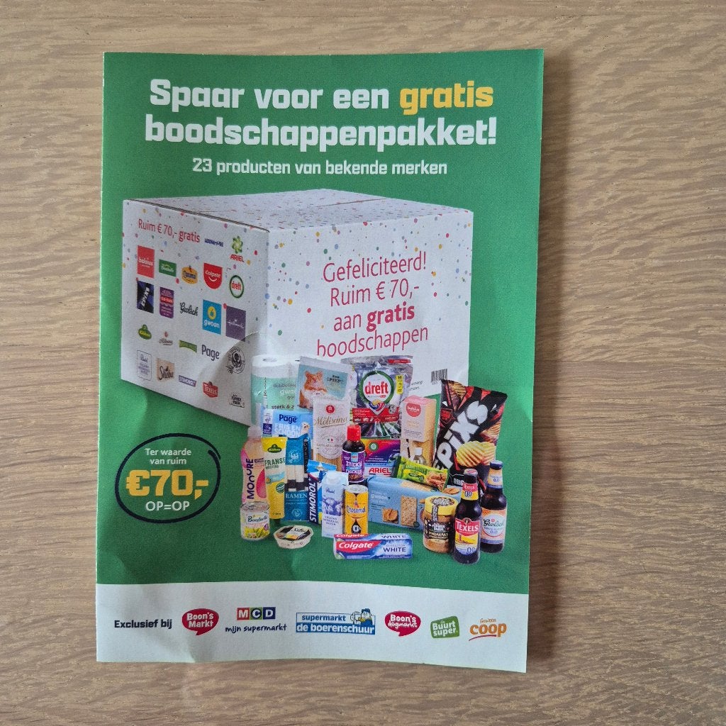Gezocht: zegels gratis boodschappenpakket Coop, Coop, Ophalen of Verzenden