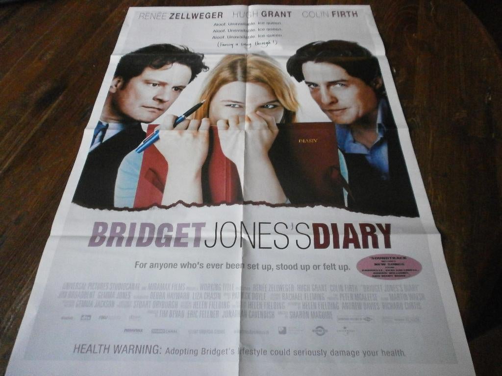 xl film poster Bridget Jones's Diary, Verzenden, Zo goed als nieuw, A1 t/m A3, Film en Tv