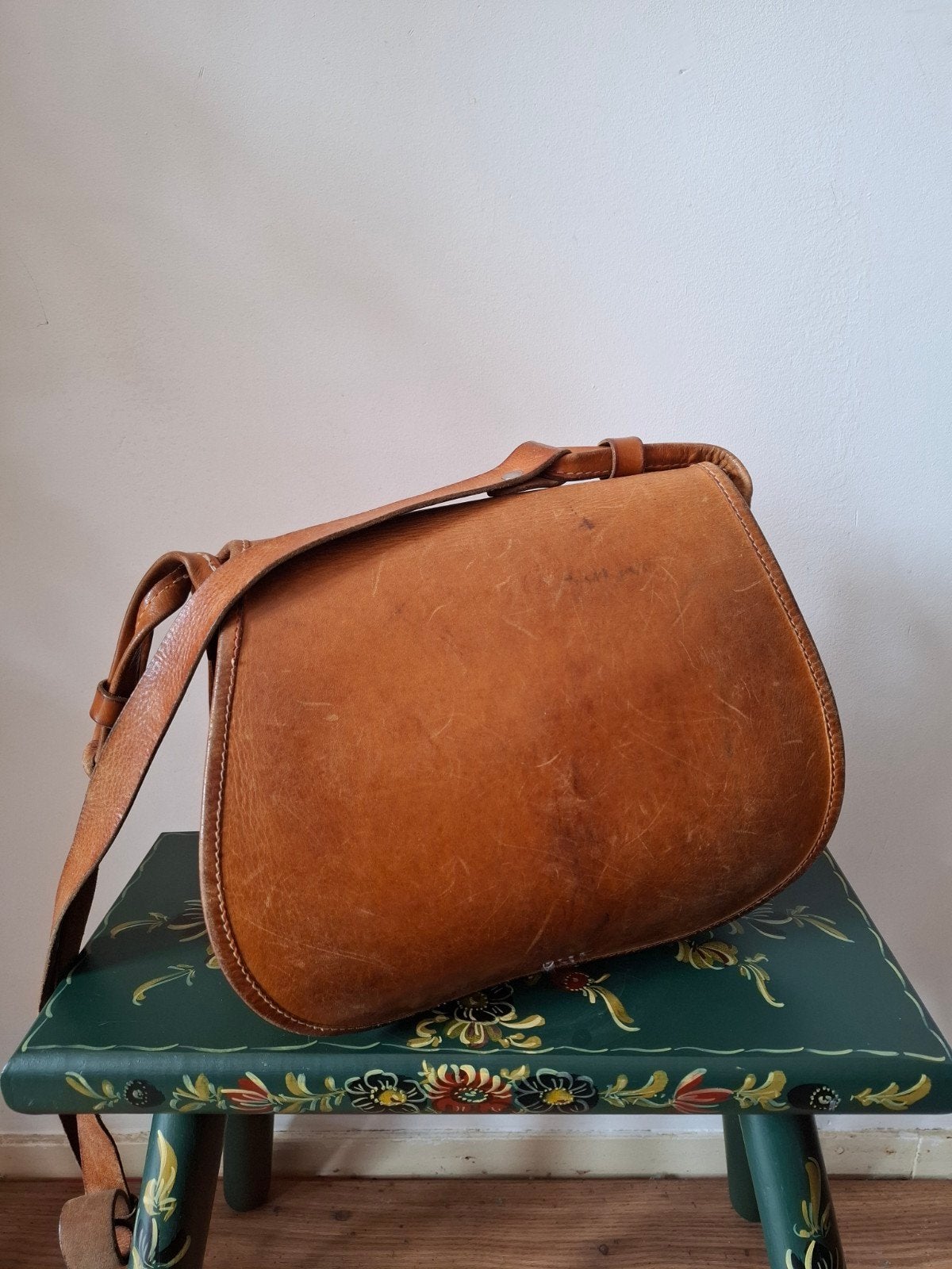 Vintage tuigleren tas, Ophalen of Verzenden, Gebruikt, Bruin, Leer