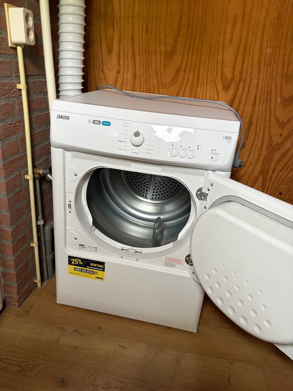 Zanussi Lindo 100 wasdroger 7kg, Ophalen, 6 tot 8 kg, Gebruikt, Luchtafvoer