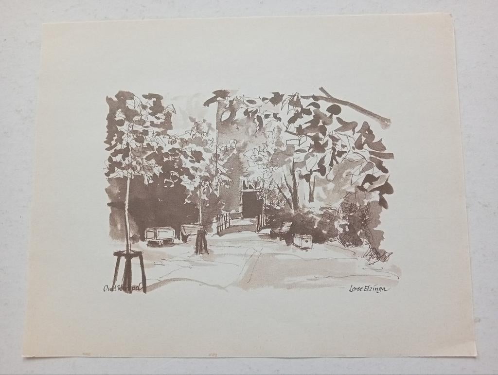 Oud Karspel offset prent, Antiek en Kunst, Ophalen of Verzenden