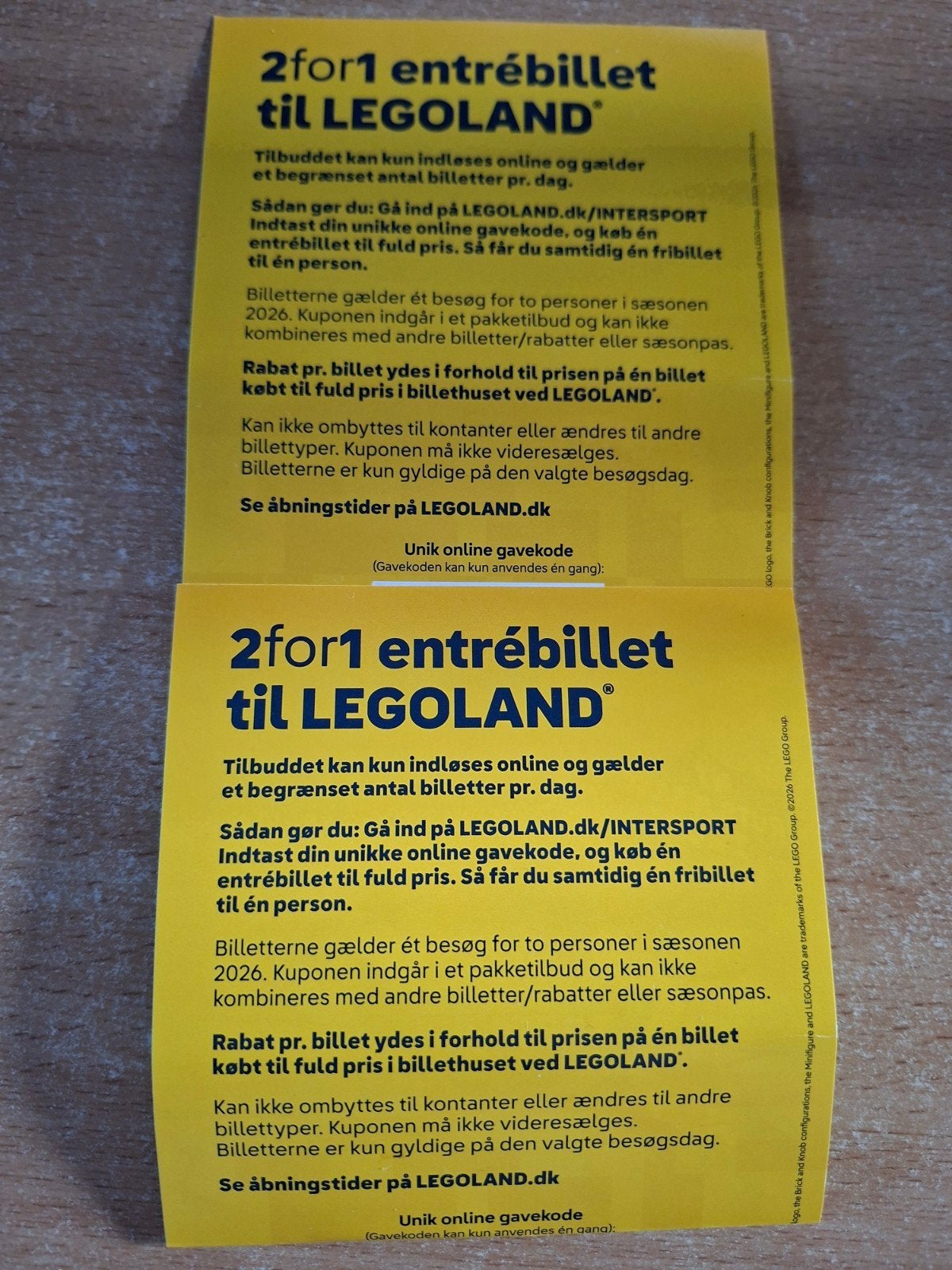 2 unieke kortingscodes voor Legoland Billund