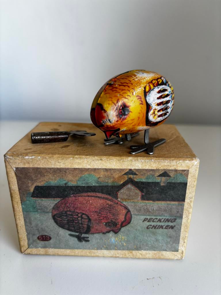Vintage Opwindbaar Kuiken Speelgoed - Blikken Kippetje, Ophalen of Verzenden