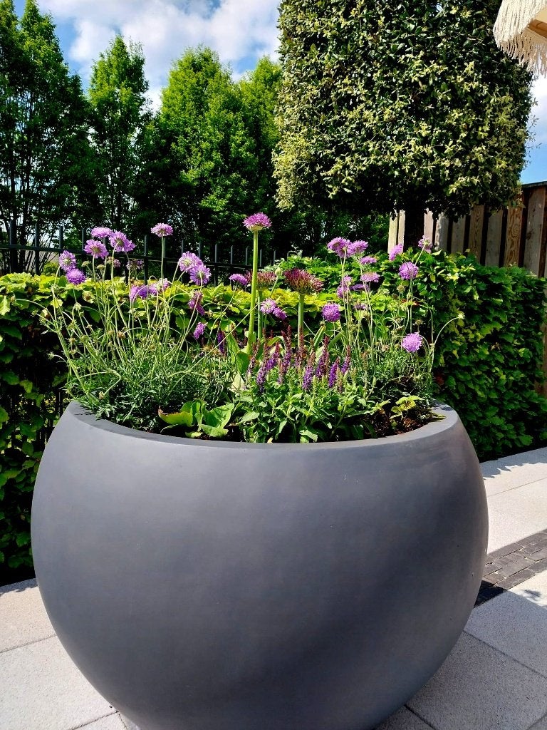 Prachtige grote ronde bloempotten Monika antraciet 3 maten, Ophalen, Overige materialen, 40 cm of meer, Rond