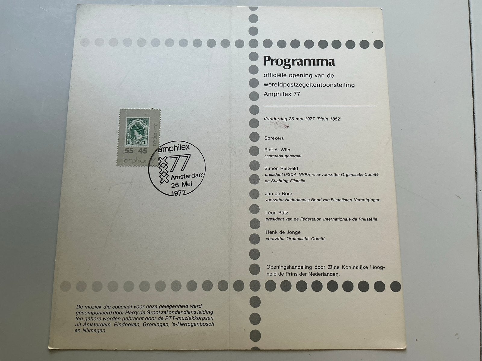 Amphilex 77 Programma Wereldpostzegeltentoonstelling, Verzenden, Na 1940, Gestempeld