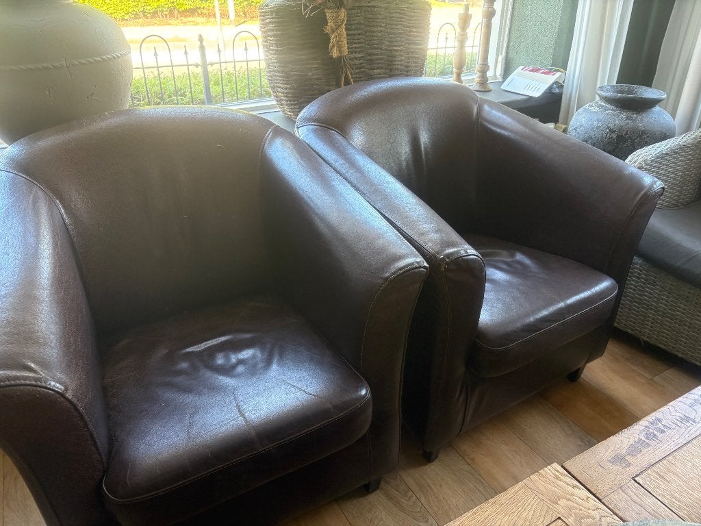 Stoelen / fauteuils gratis, Huis en Inrichting, Ophalen, Gebruikt, 50 tot 75 cm, Leer