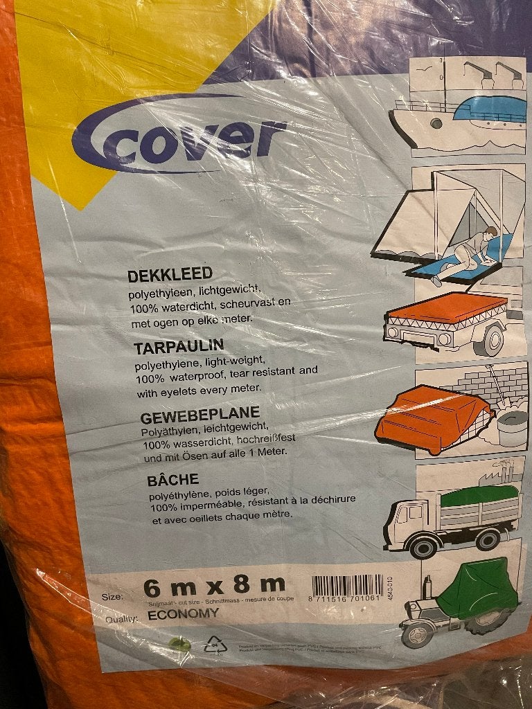 Oranje Dekzeil 6m x 8m - Waterdicht & Scheurvast, Ophalen