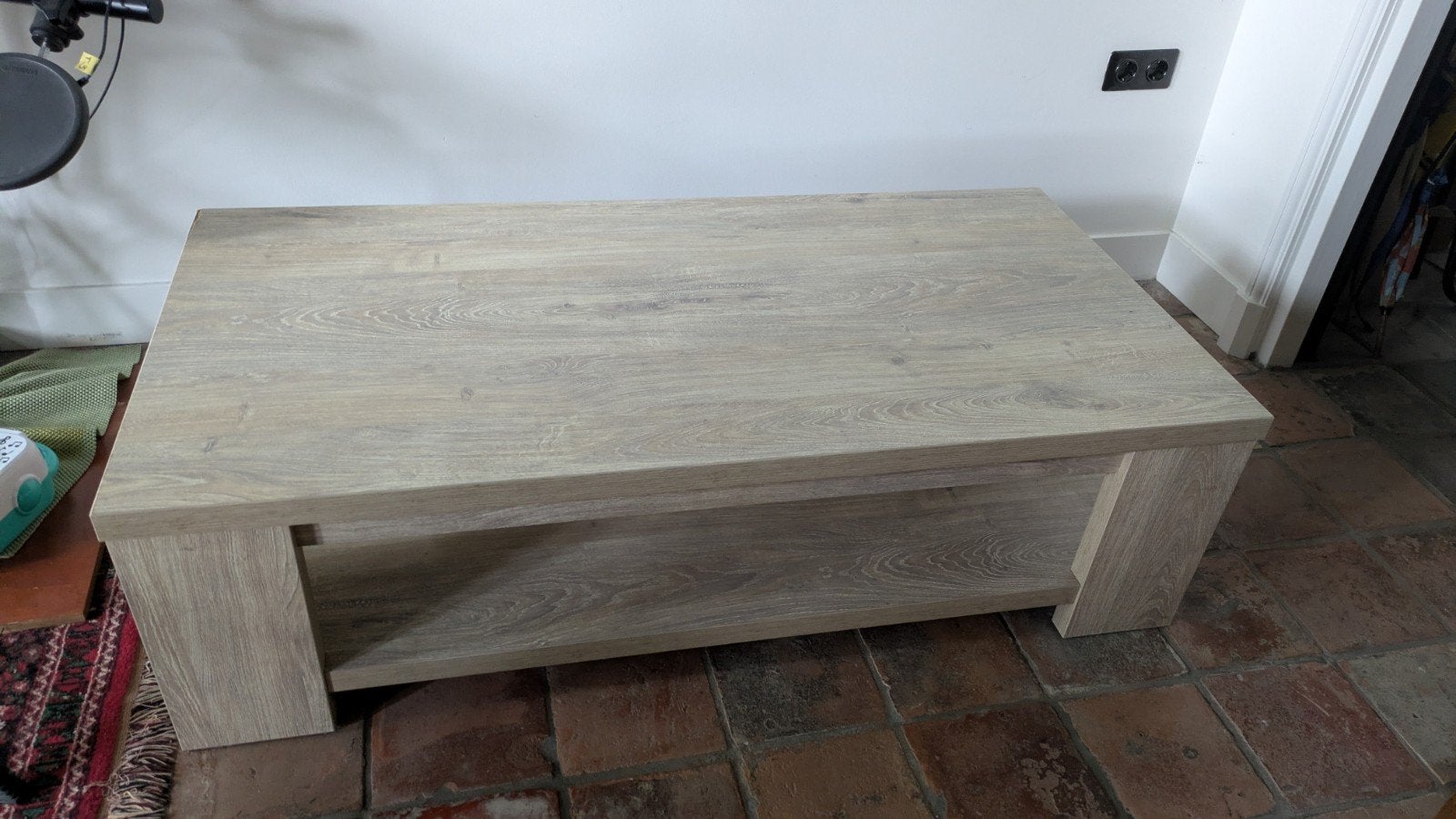 Salontafel met opbergruimte - Licht eikenhout look, Ophalen, Gebruikt, 50 tot 100 cm, 50 tot 100 cm