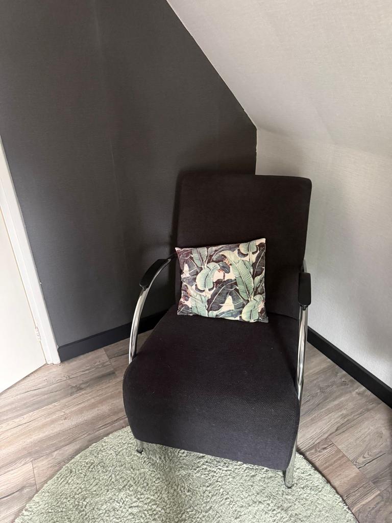 Comfortabele fauteuils met chromen accenten, Huis en Inrichting, Fauteuils, Ophalen, Gebruikt, 75 tot 100 cm, Stof