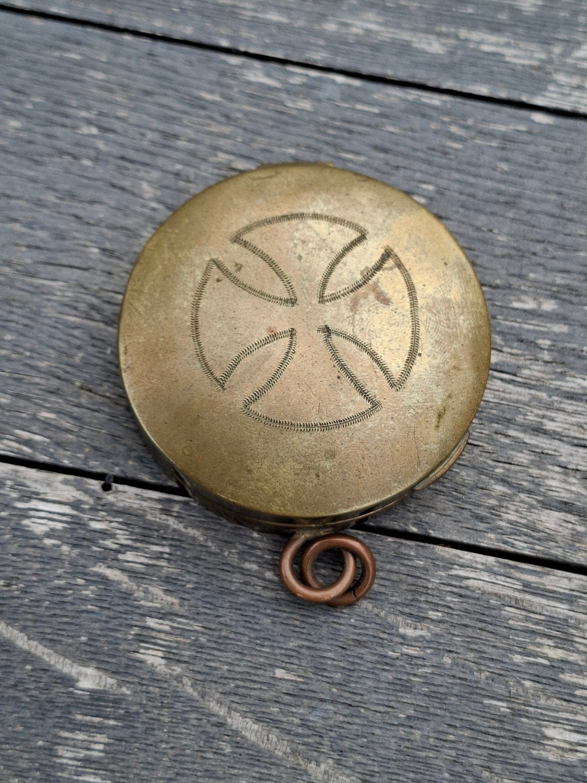 Duits zakhorloge opbergbakje (WO1/WO2) trench art EK, Ophalen of Verzenden, Landmacht, Duitsland, Embleem of Badge