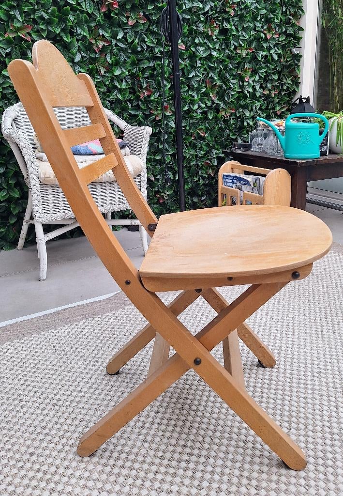 5 houten klapstoelen, Ophalen, Gebruikt, Overige kleuren, Hout
