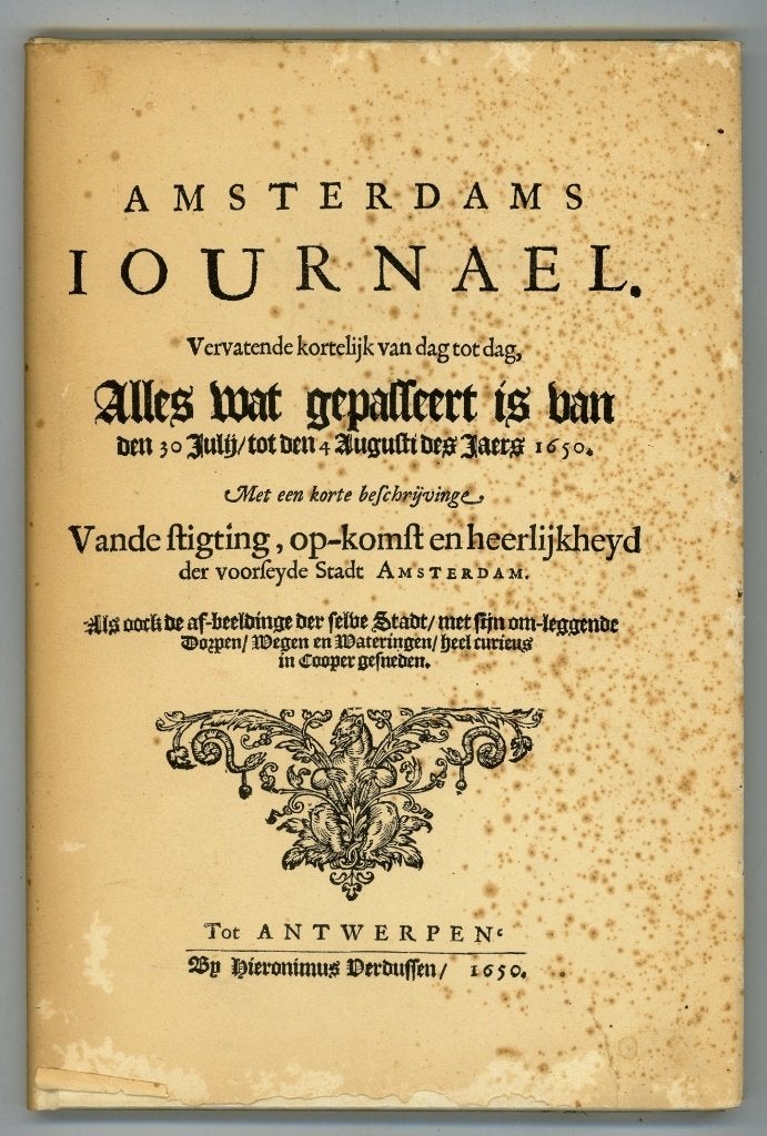 Amsterdams Iournael kopie van uitgave  1650, Boeken, Geschiedenis | Stad en Regio, Ophalen of Verzenden, Gelezen