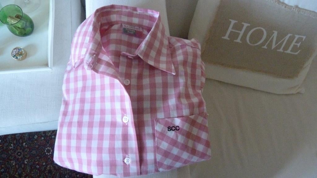 roze/wit geruit bloesje maat 140-146, Kinderen en Baby's, Meisje, Ophalen of Verzenden, Zo goed als nieuw, Overhemd of Blouse