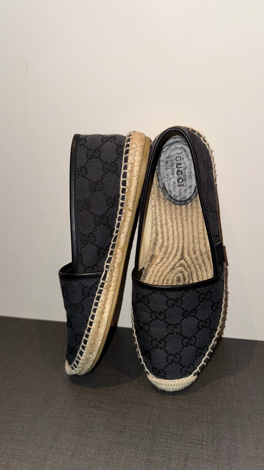 Gucci Espadrilles Maat 37,5, Verzenden, Gedragen, Zwart, Espadrilles of Moccasins